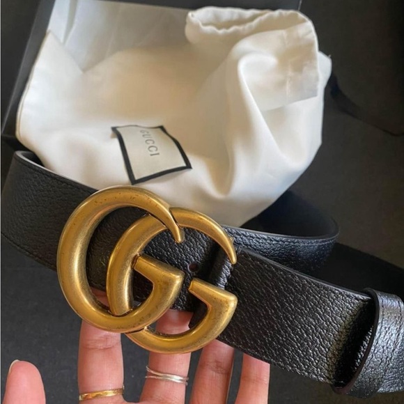 New GUCCI wide leather belt with double GG - Picture 4 of 9